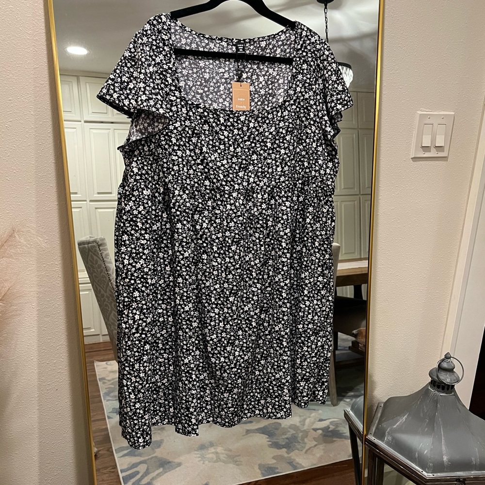Black floral print dress